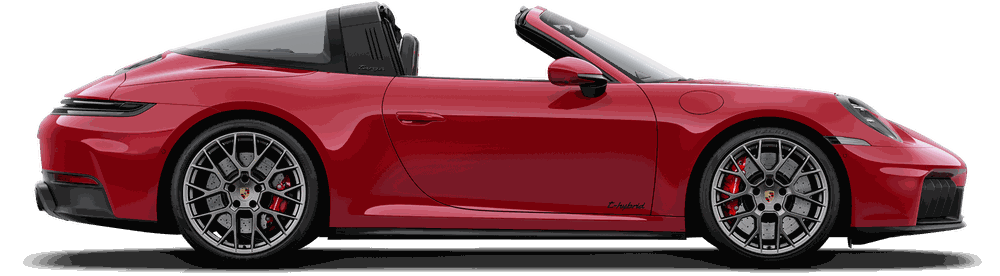 Porsche 911 Targa 4 GTS in Guards Red, side profile.
